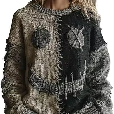Soft Orange Faux Fur V-Neck Fall Sweater for Women