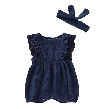 Baby Girl Adorable Romper and Hairband Set