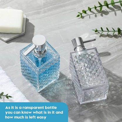 Crystal Clear Bathroom Soap Dispenser 10oz Silver Pump