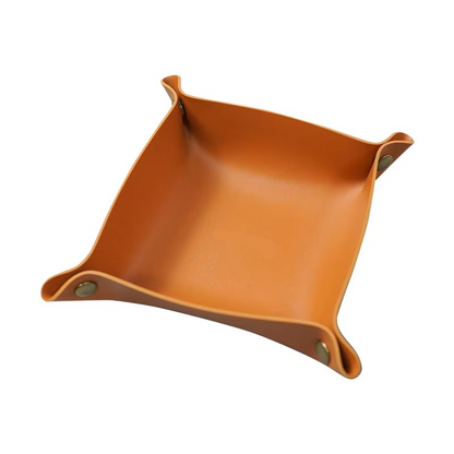 Rustic Leather Desk Storage Organizer Tray - Hehif