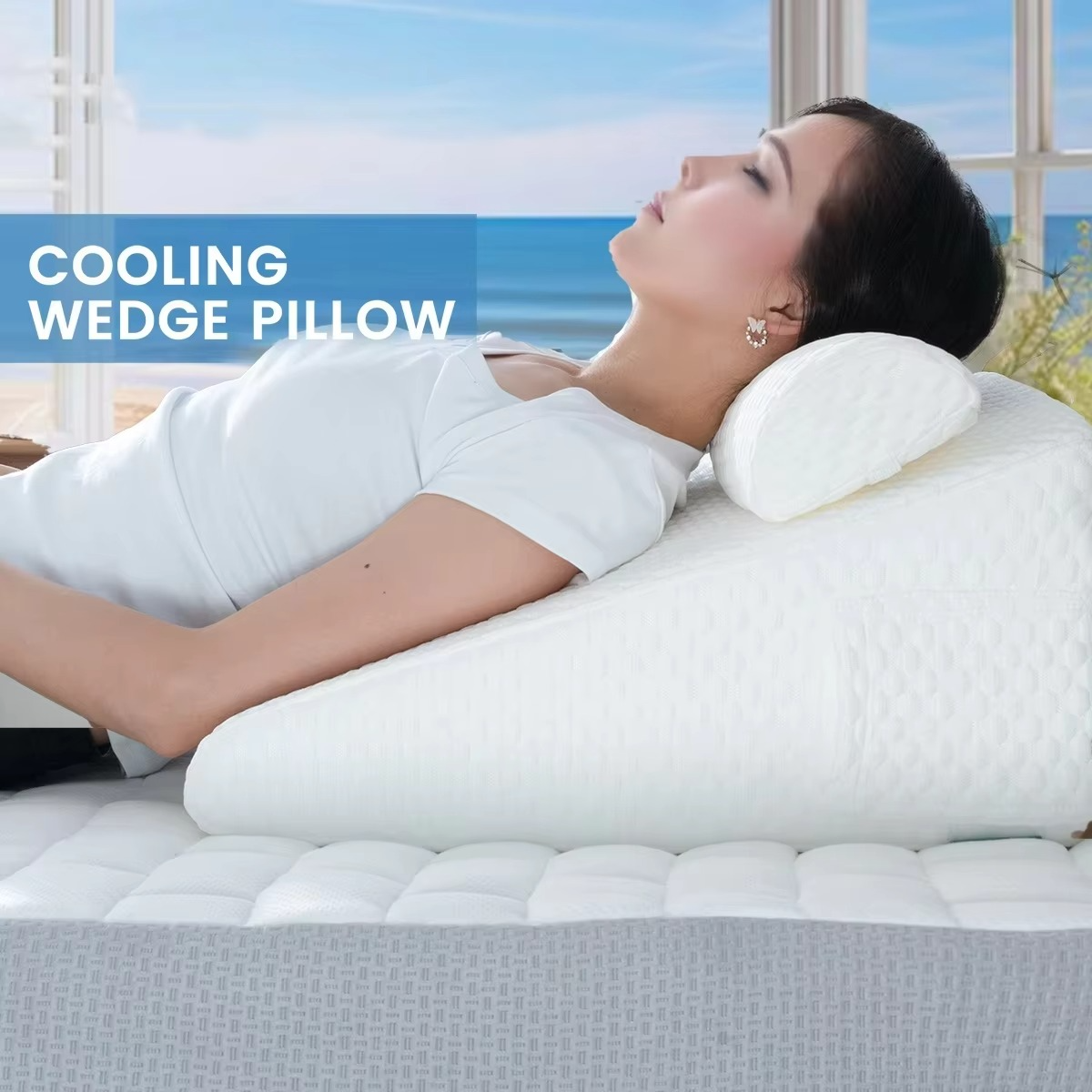 Supportive Foam Contour Wedge Pillows with Cooling Covers