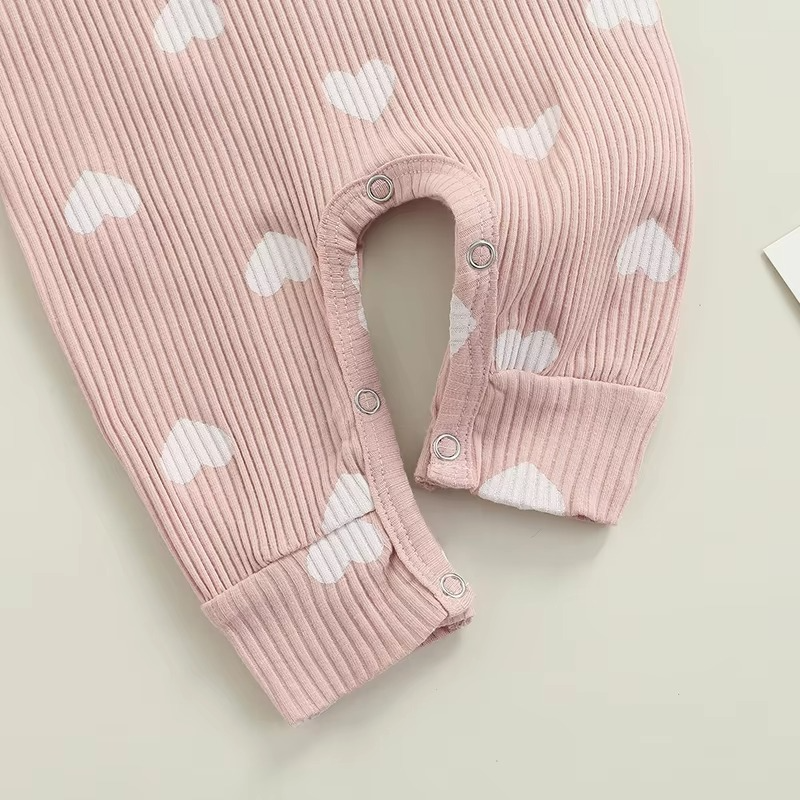 Adorable Infant Girls Heart Print Jumpsuit Set