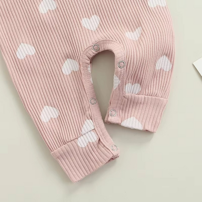 Adorable Infant Girls Heart Print Jumpsuit Set