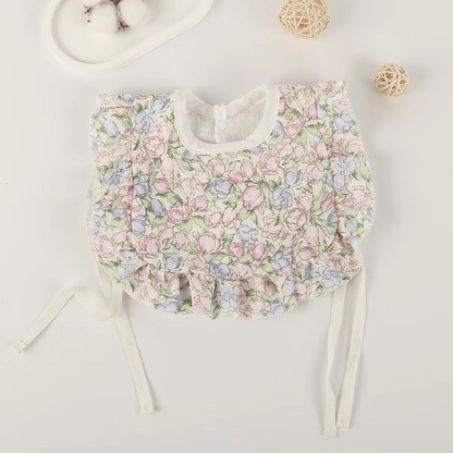 Cute Breathable 4 Layer Gauze Baby Bib with Ruffles