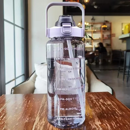 Big 68oz Insulated Gym Water Bottle with Straw and Timer