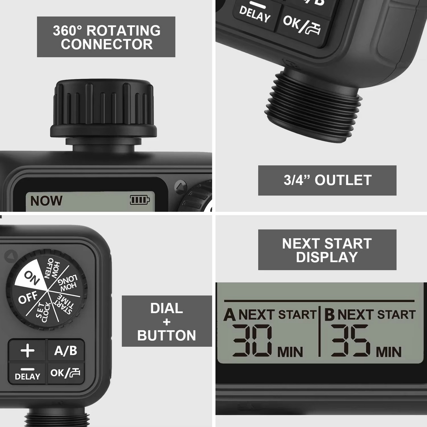 Smart 2-Outlet Water Timer with Automatic Sprinkler Control