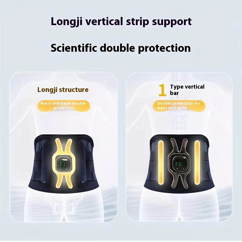 Thermal Back Support Belt with Massage and Adjustable Straps