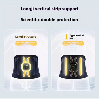 Thermal Back Support Belt with Massage and Adjustable Straps
