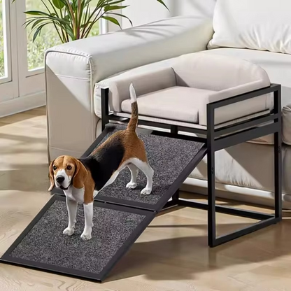 Sturdy Wooden Pet Stair with Easy Step Ramp