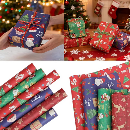 Colorful Holiday Gift Wrap Paper Roll, 16.4ft x 19.7in