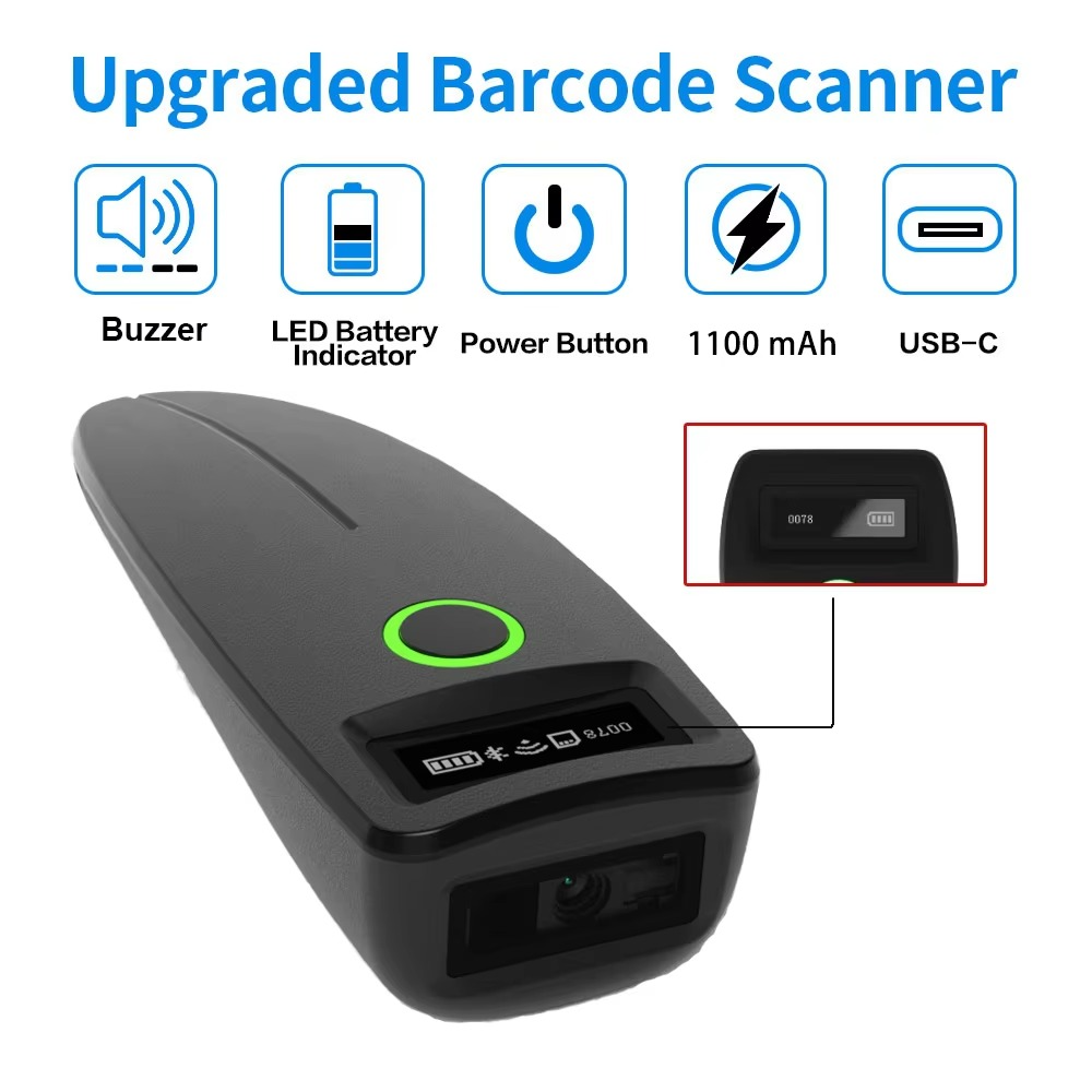 Compact Wireless Barcode Reader With LCD Screen