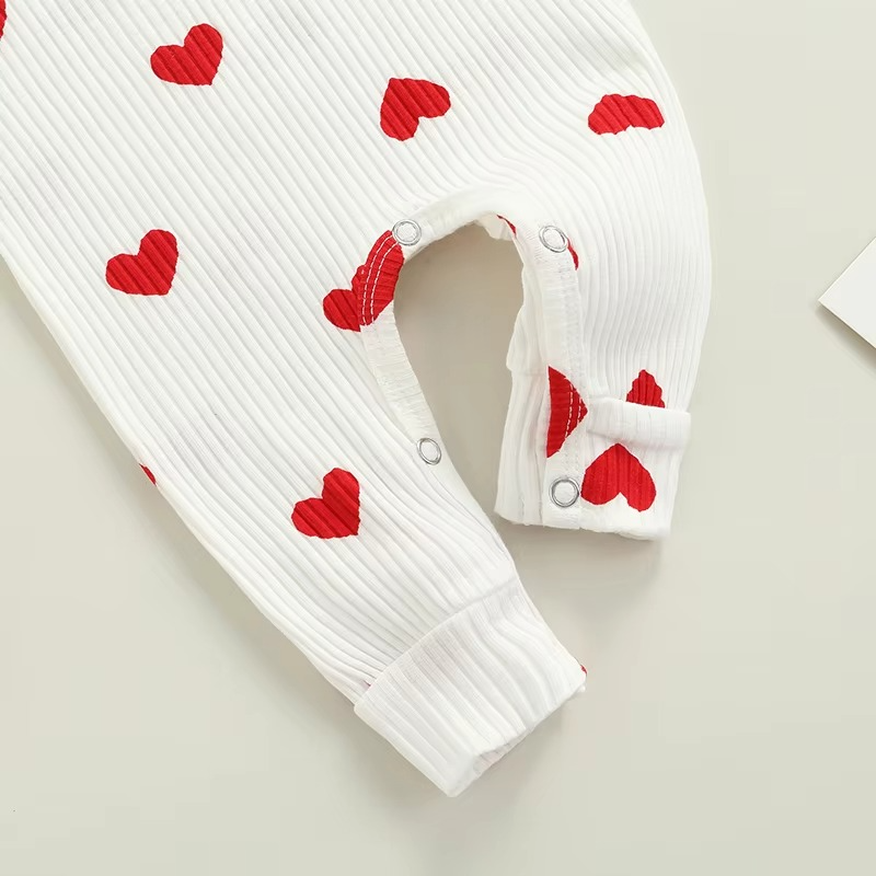 Adorable Infant Girls Heart Print Jumpsuit Set