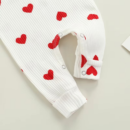 Adorable Infant Girls Heart Print Jumpsuit Set