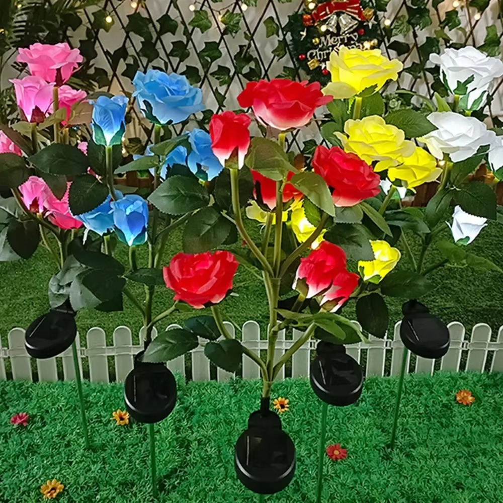 Outdoor Solar LED Rose Yard Lights