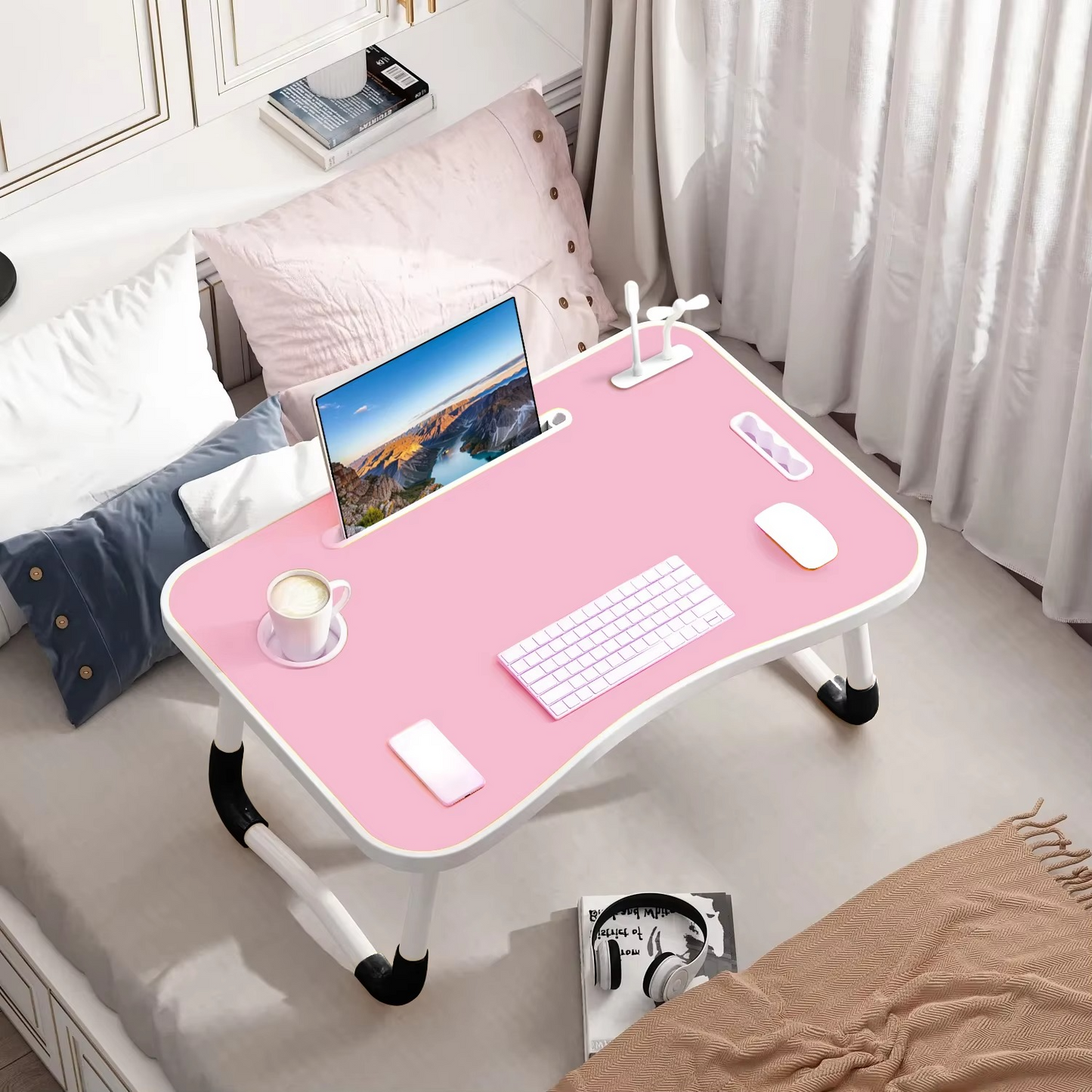 Compact Foldable Laptop Desk with USB Port and Fan