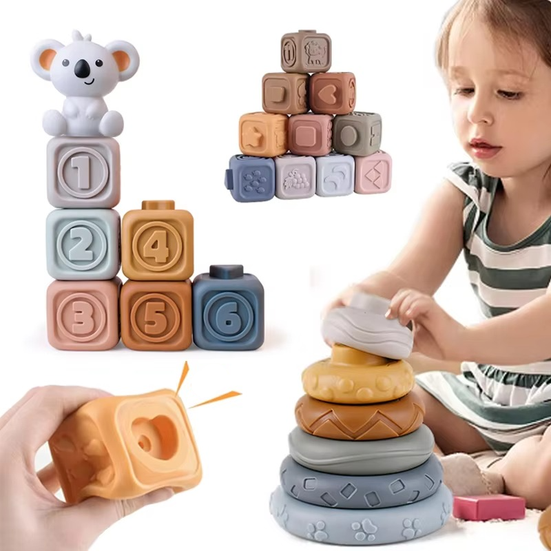 Soft Baby Stacking Blocks Teething Toy Set