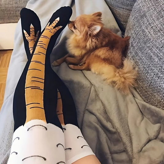 Fun Chicken Pattern Crew Socks for Women - Hehif
