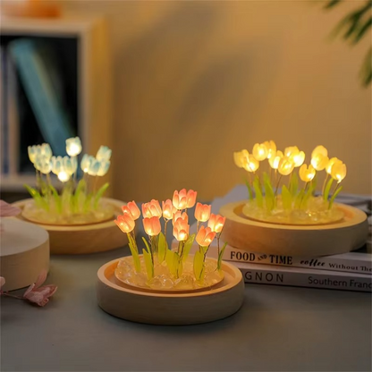 Colorful Floral LED Bedside Table Lamp