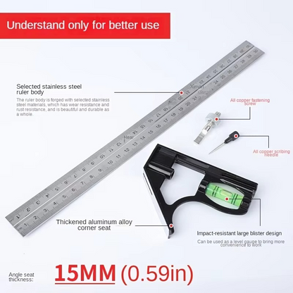 Accurate 12-Inch Metal Angle Measure Tool