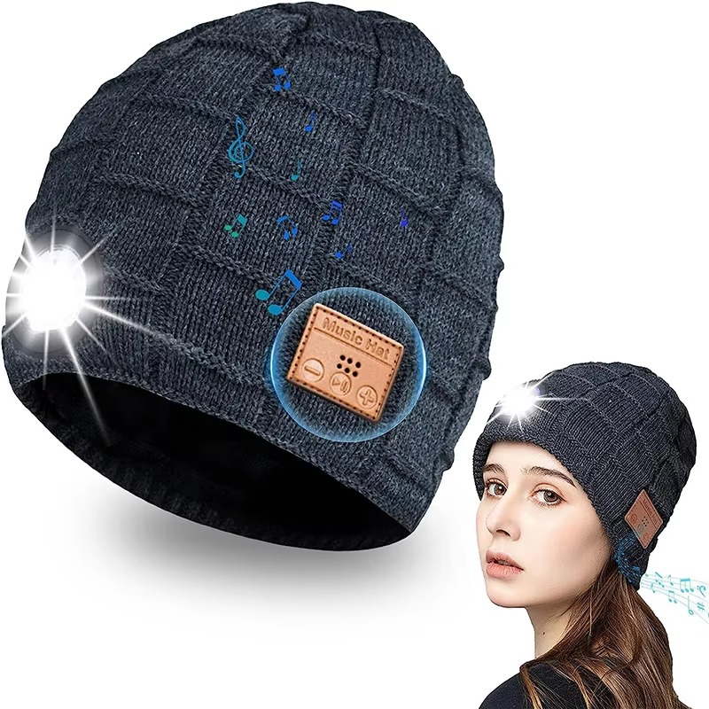 Warm Bluetooth Beanie Headphones with LED Light - Hehif