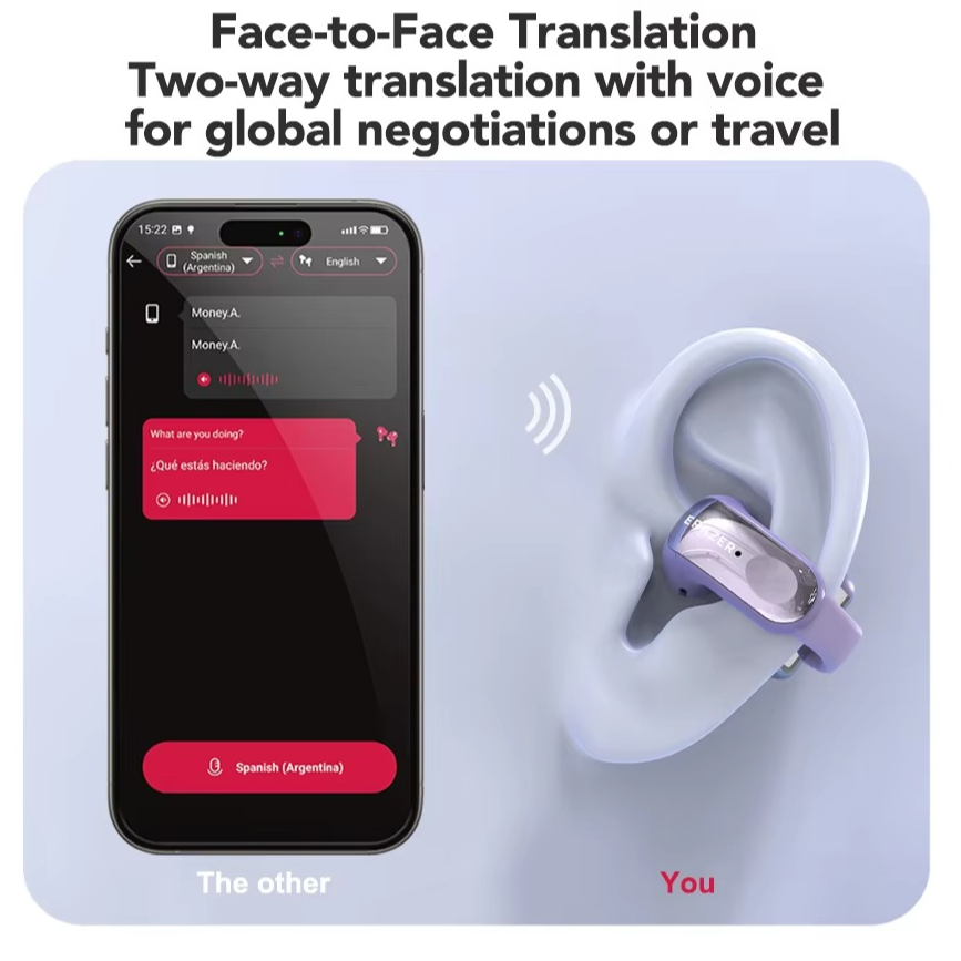Wireless Translation Earbuds with Microphone