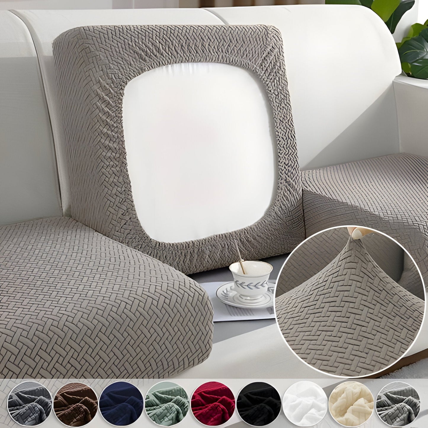 Stretchy Sofa Slipcover with Padded Cushion Protection