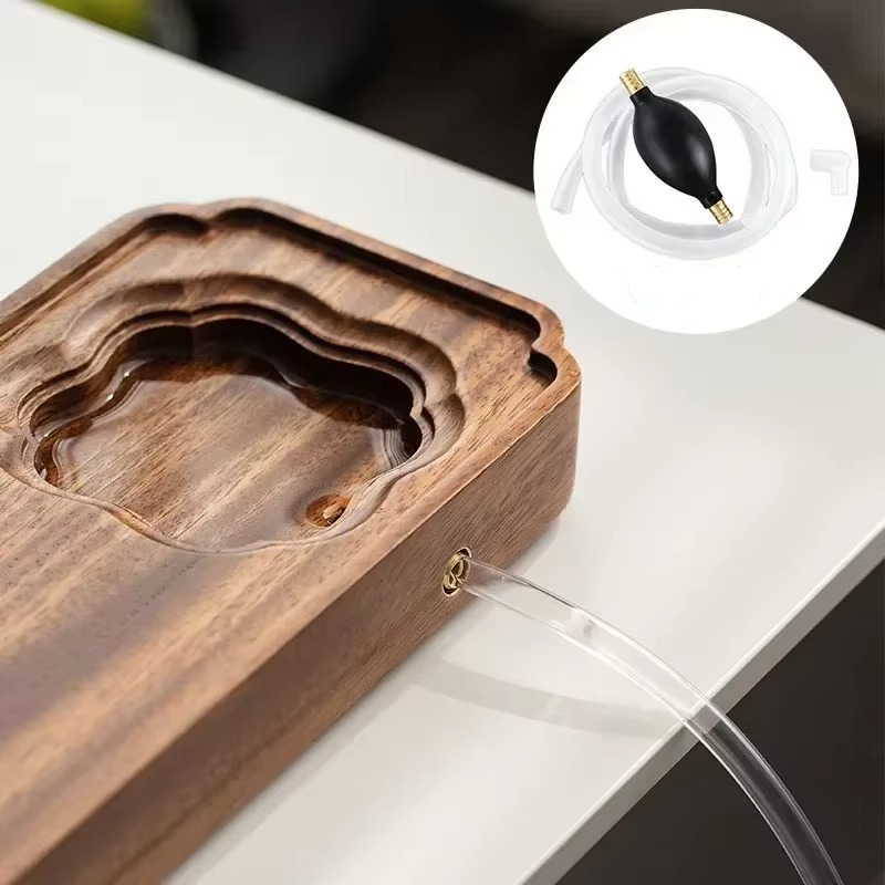 Elegant Wooden Tea Server with Built-in Drainage System
