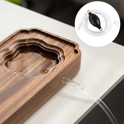 Elegant Wooden Tea Server with Built-in Drainage System