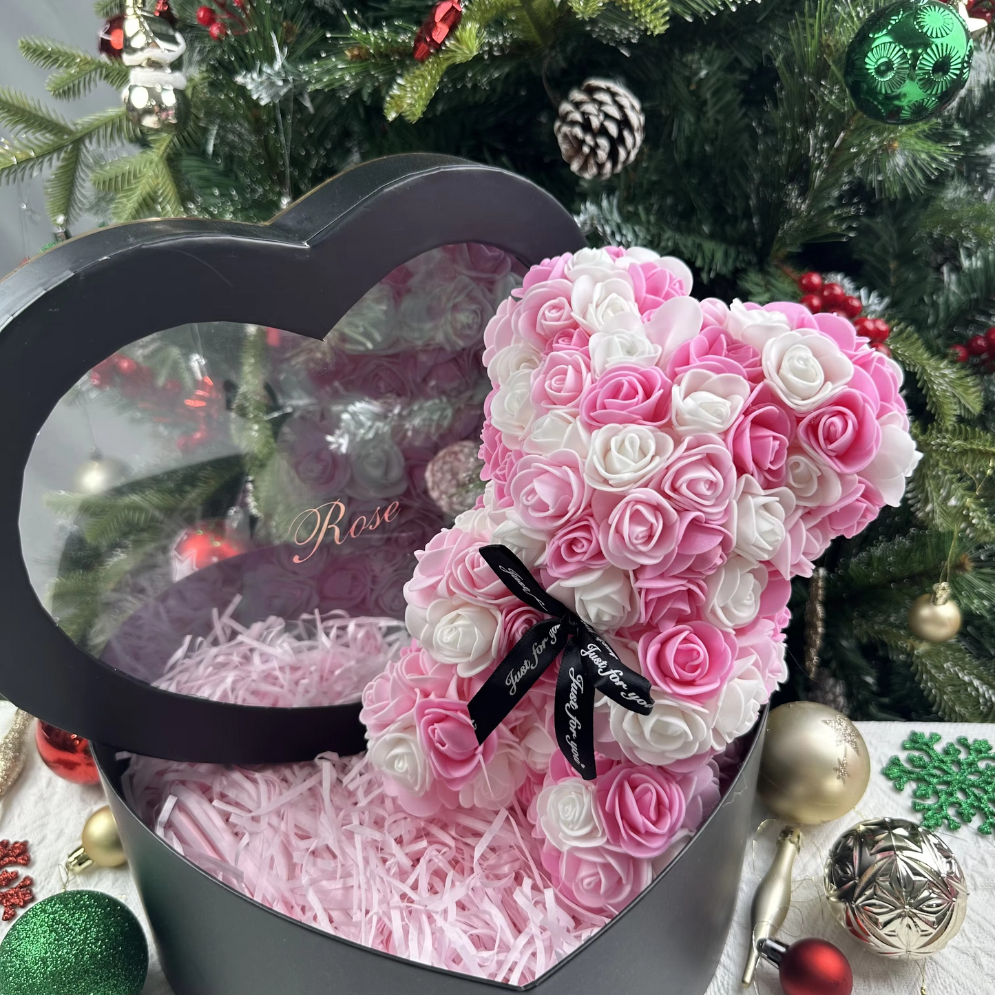 Lovely Rose Teddy Bear Figure in Gift Box