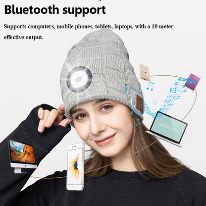 Warm Bluetooth Beanie Headphones with LED Light