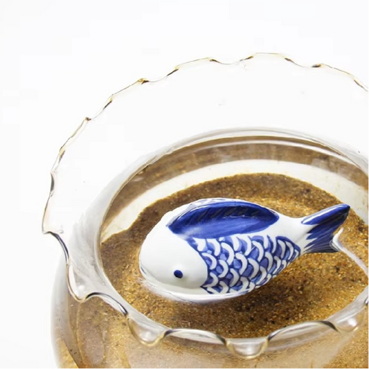 Colorful Ceramic Swimming Fish Figurine Decoration - Hehif