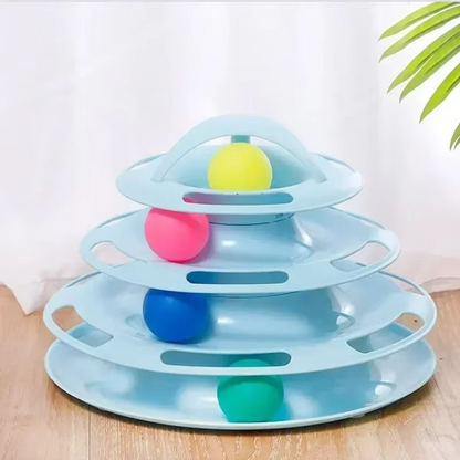 Fun Feline Play Tower with Balls and Tracks