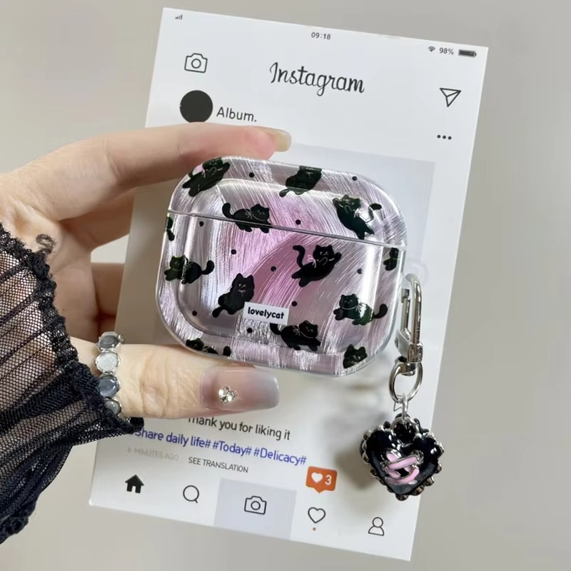 Cute Cat Earbuds Cover Soft Furry Phone Accessory