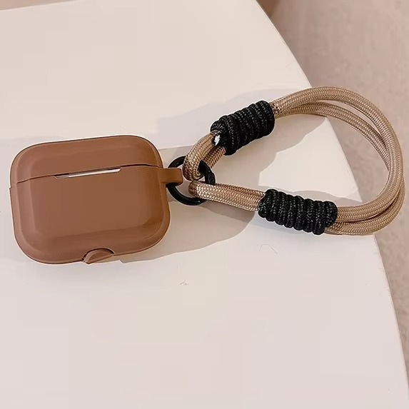 Colorful Silicone Earbuds Pouch with Neck Strap