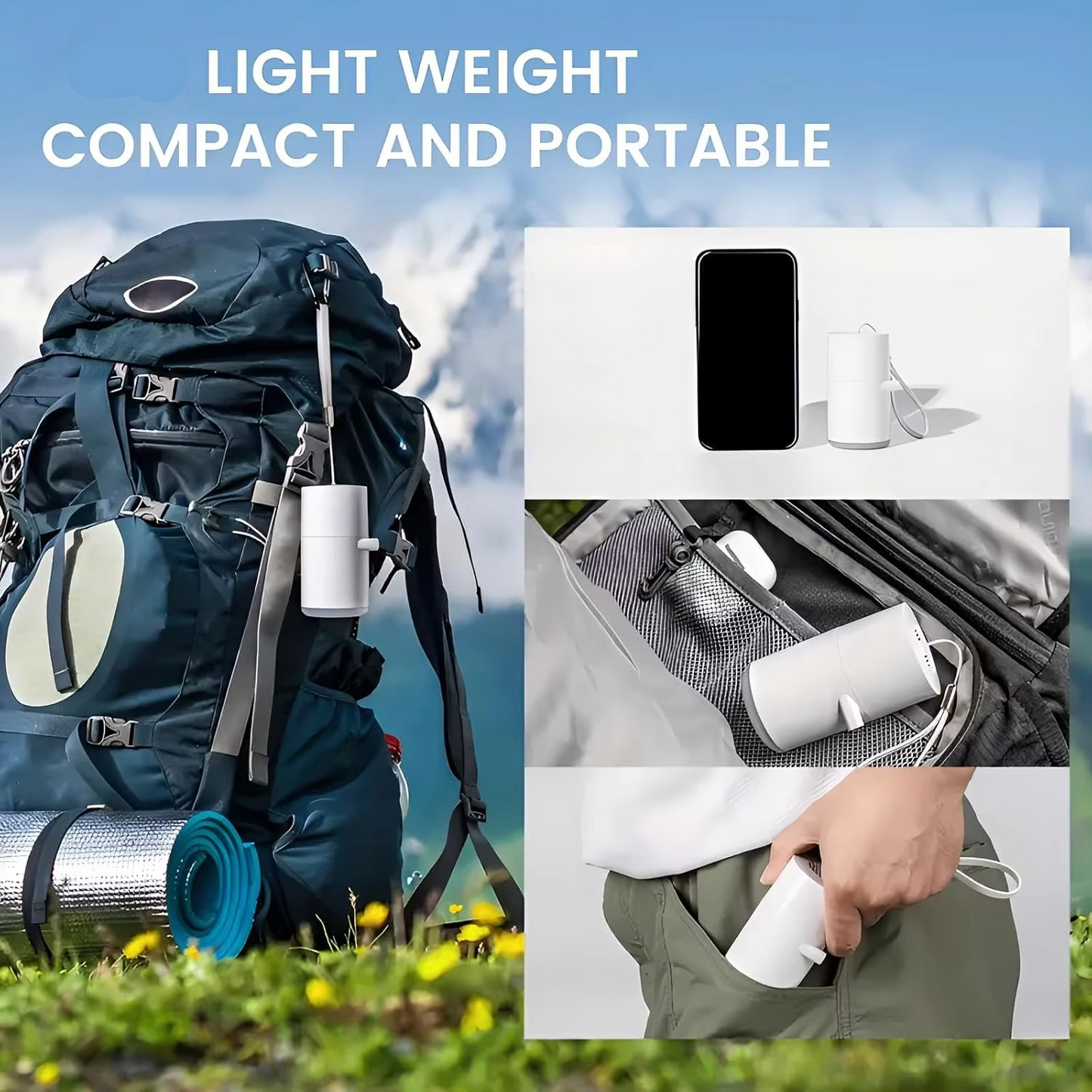 Compact Travel Air Pump with LED Light for Camping