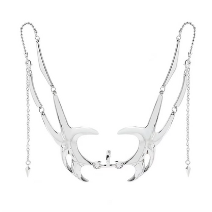 Edgy Silver Tone Gothic Mask Face Accessory