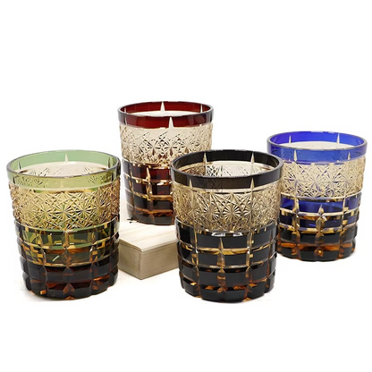 Luxury Etched Crystal Whiskey Glass Set