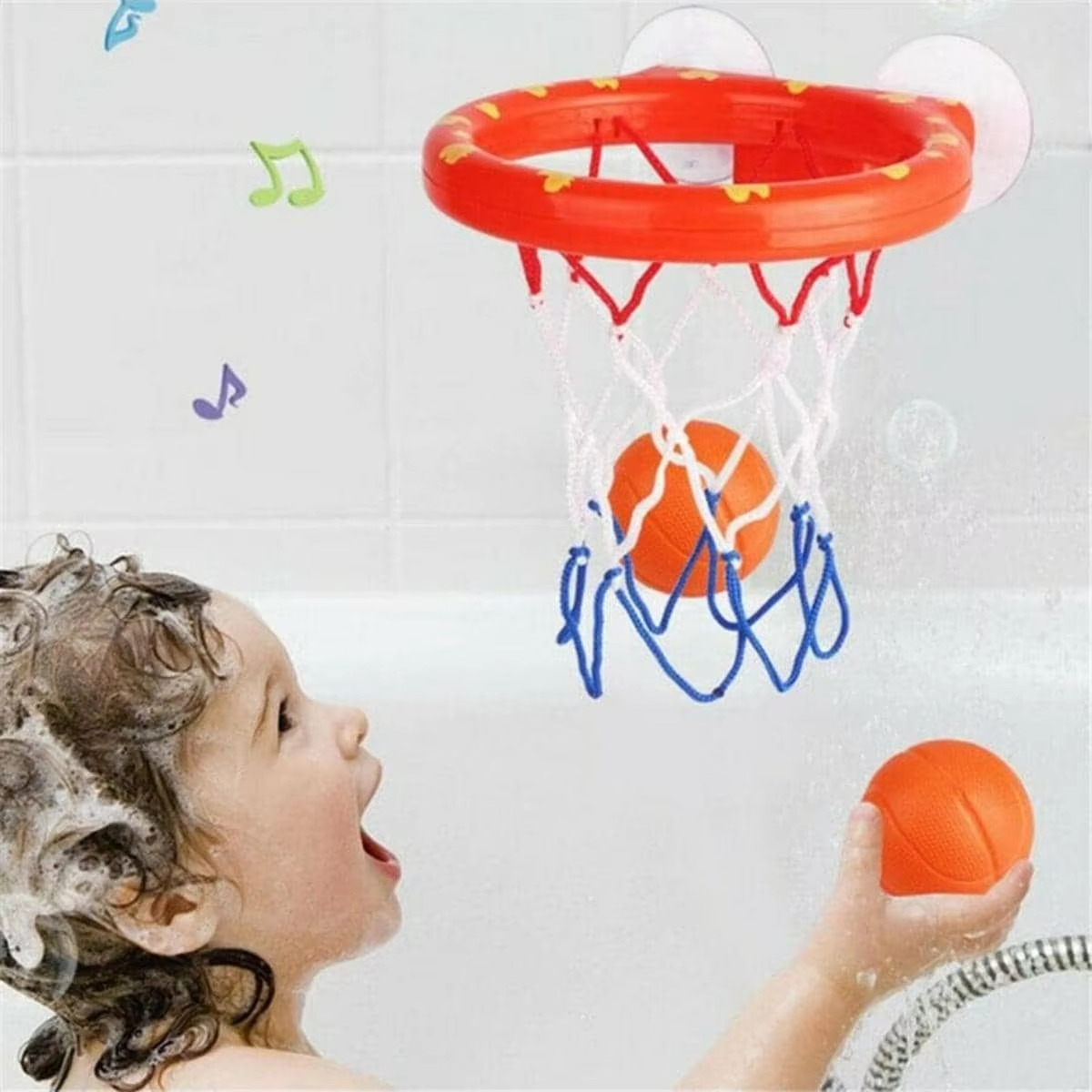 Fun Kids Bath Toy Basketball Set with 3 Balls
