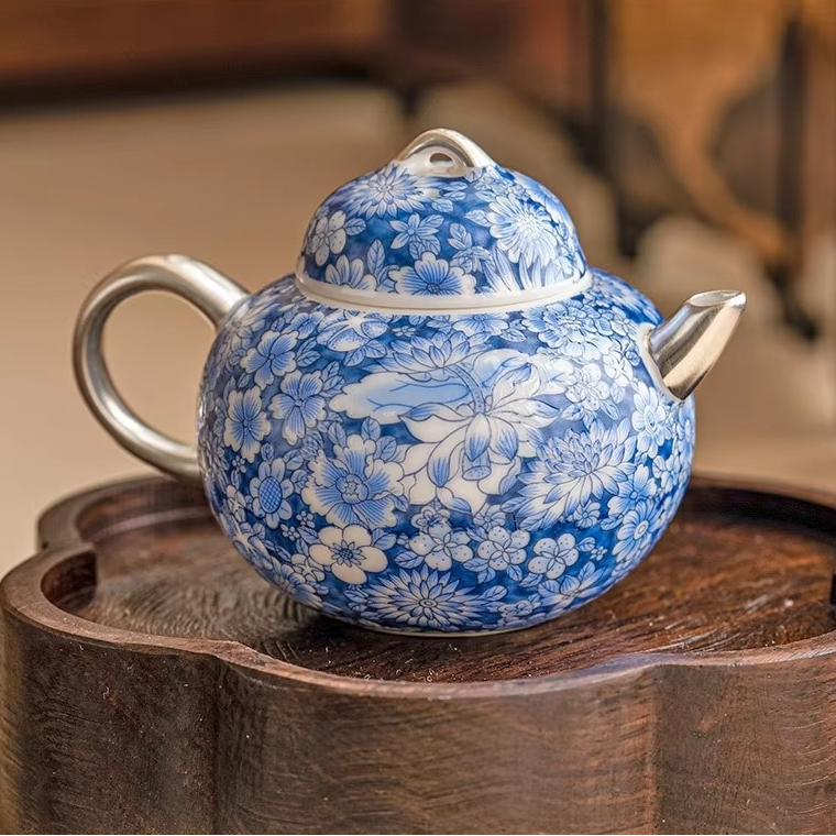 Classic White and Blue China Tea Pot Set