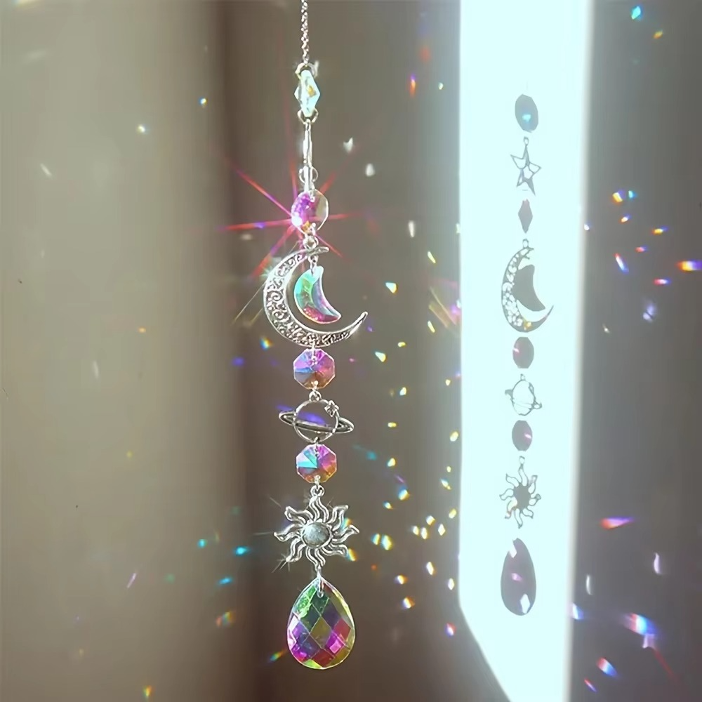 Celestial Star Moon Glass Wind Chime Pendant Decoration
