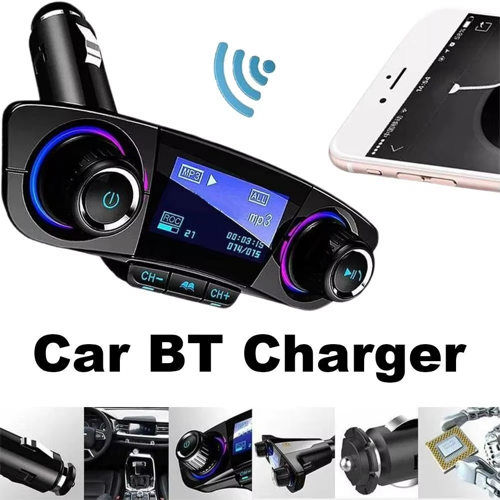 Wireless Car FM Adapter with Dual USB Charging and LED Screen