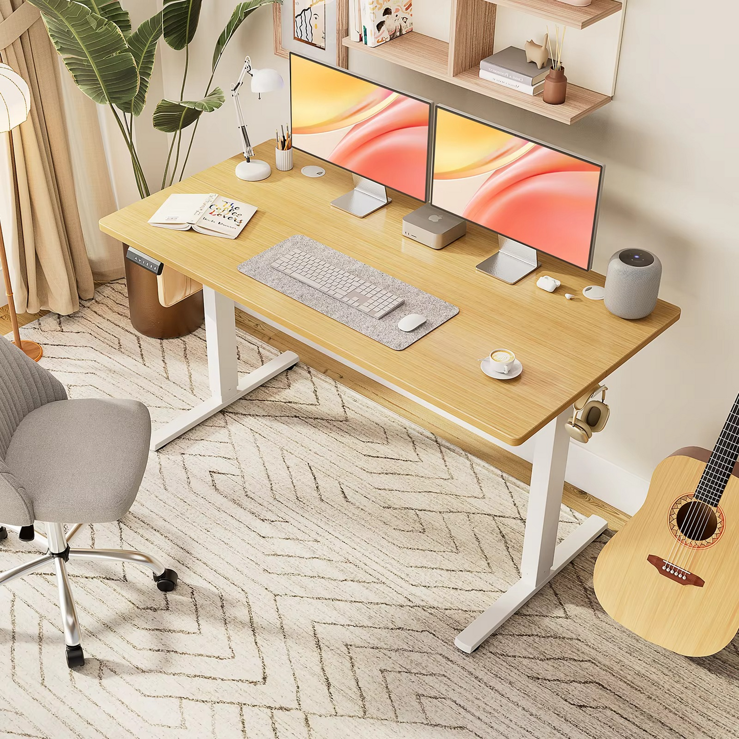 Space Saving Motorized Stand Up Desk 63x24