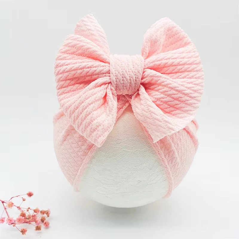 Soft Cable Baby Hat with Floral Headband