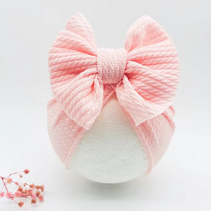 Soft Cable Baby Hat with Floral Headband