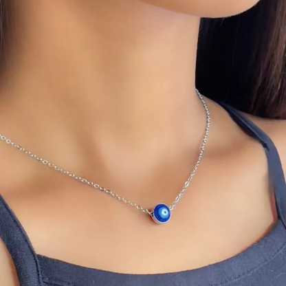 Protective Eye Bar Necklace in Silver Tone Steel