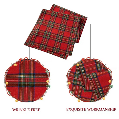 Festive Red Plaid Holiday Table Runner