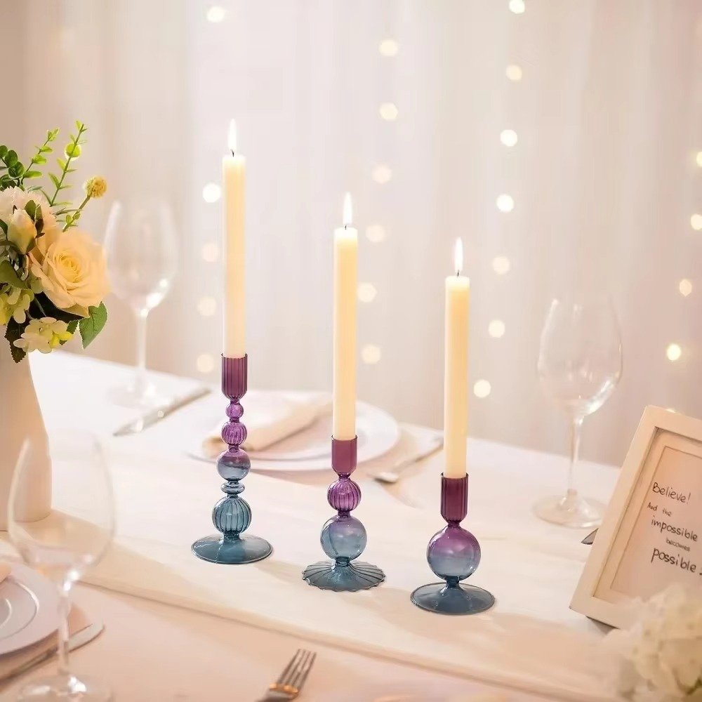 Luxury Glass Candle Holder Set for Home Decoration