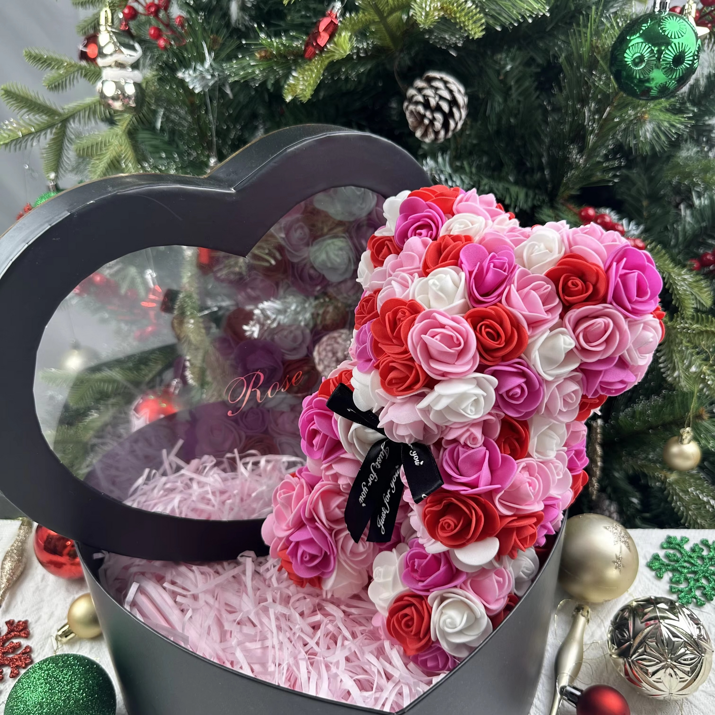 Lovely Rose Teddy Bear Figure in Gift Box