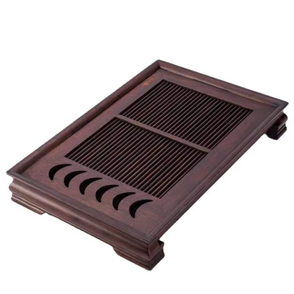 Natural Bamboo Tea Serving Tray with Built-in Drainage - Hehif