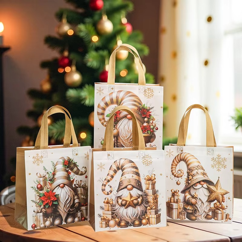 Holiday Reusable Santa Gift Bags with Handles